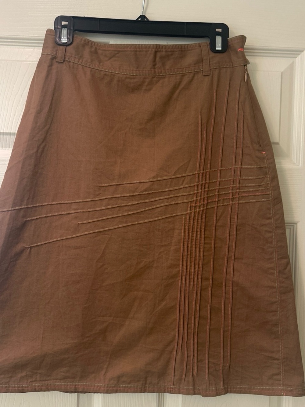 Paul Smith Brown A-Line Skirt with Pintuck Panel